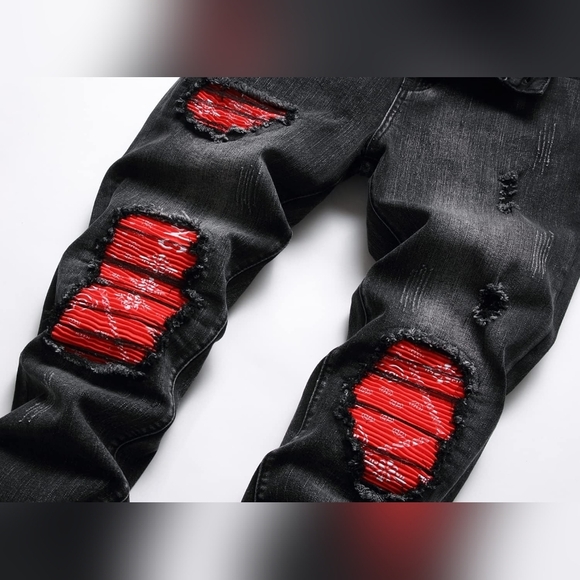 New Men's Designed Unique Street Urbanwear Jeans Multiple Sizes - Picture 4 of 4